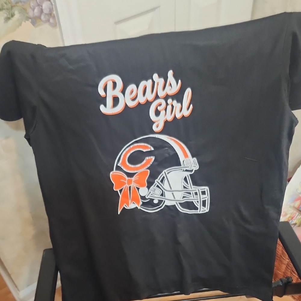 Bears Girl Football Chicago Black/ Pink Womens Shirt Size M Game Day, 100 Cotton